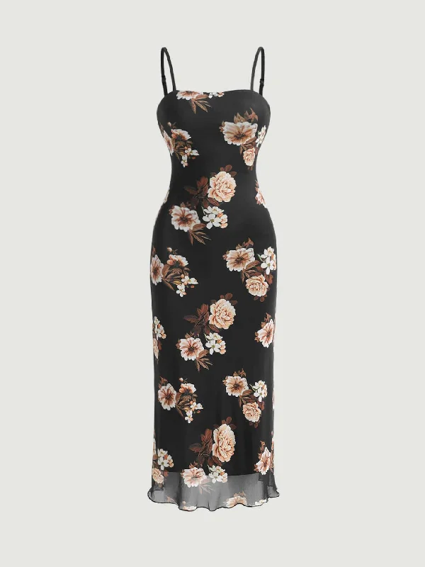 Sexy work - appropriate dresses with a touch of allureSHEIN Floral Print Lettuce Trim Cami Dress Sexy work - appropriate dresses with a touch of allureSHEIN Floral Print Lettuce Trim Cami Dress