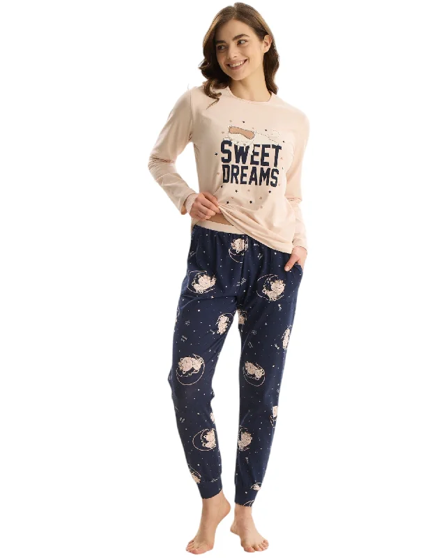 Women's cashmere - blend lingerie for extra softnessSweet Dreams Pajama Set with Matching Prints