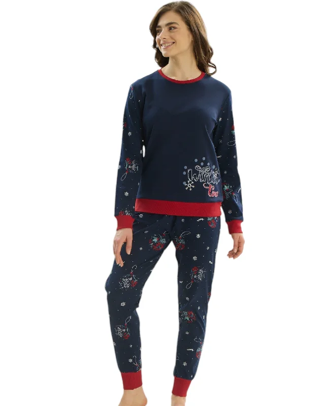 Women's red satin lingerie for a passionate statementWinter Love Printed Pajama Set