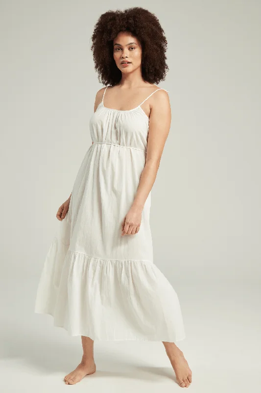 Sexy off - the - shoulder dresses for a flirty lookOrganic Cotton Maxi Trapeze Dress in White Sexy off - the - shoulder dresses for a flirty lookOrganic Cotton Maxi Trapeze Dress in White