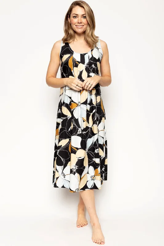 Organza - trimmed sexy dresses for a delicate touchBeth Floral Print Long Nightdress Organza - trimmed sexy dresses for a delicate touchBeth Floral Print Long Nightdress