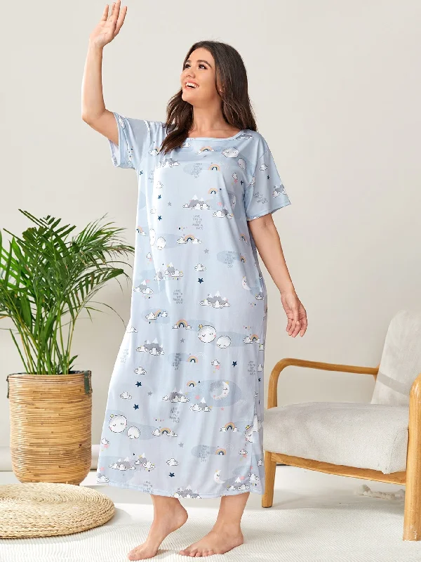 Ruched sexy dresses to accentuate curvesSHEIN Plus Allover Cartoon Graphic Nightdress Ruched sexy dresses to accentuate curvesSHEIN Plus Allover Cartoon Graphic Nightdress