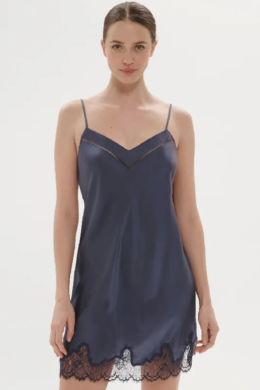 Blue sexy dresses in various shades for a cool aestheticNocturne Silk Nightdress Cinder Blue Blue sexy dresses in various shades for a cool aestheticNocturne Silk Nightdress Cinder Blue