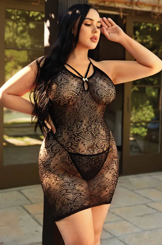 Sexy work - appropriate dresses with a touch of allurePlus Size Got My Heart Tangled in Knots Bodystocking Dress Sexy work - appropriate dresses with a touch of allurePlus Size Got My Heart Tangled in Knots Bodystocking Dress