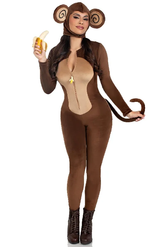 Elf cosplay robes with pointed ears and bows2 Piece Cheeky Monkey Velvet Plush Catsuit Costume Set Elf cosplay robes with pointed ears and bows2 Piece Cheeky Monkey Velvet Plush Catsuit Costume Set