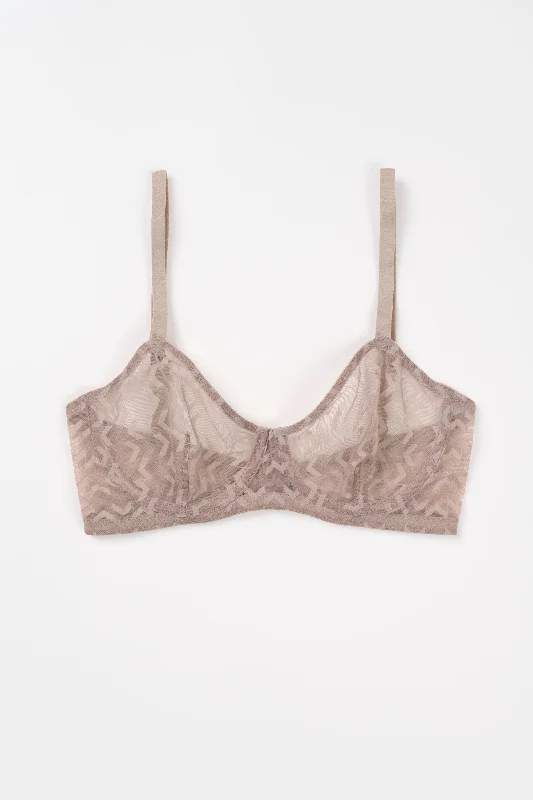 Women's plunge - neck bra and thong lingerie setsElectra Underwire Bra  | Taupe