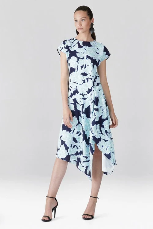 Orange sexy dresses for a bold and energetic statementShibori Floral - Fluid Crepe Draped Dress Orange sexy dresses for a bold and energetic statementShibori Floral - Fluid Crepe Draped Dress