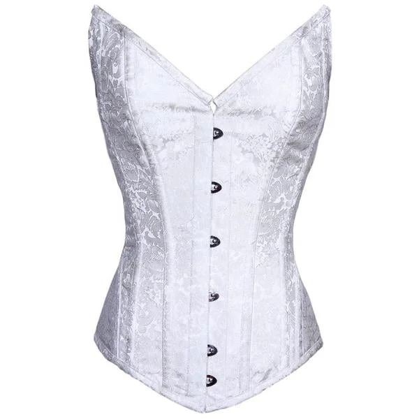 Brocade bustiers with a rich and textured appearanceBrocade bustiers with a rich and textured appearanceSouthe White Brocade Overbust Corset Brocade bustiers with a rich and textured appearanceBrocade bustiers with a rich and textured appearanceSouthe White Brocade Overbust Corset
