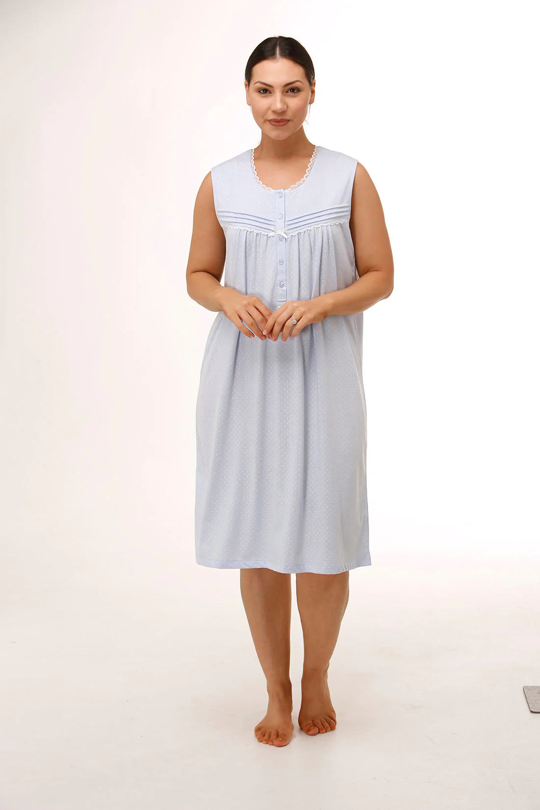 Women's nylon - based lingerie for durabilitySleeveless Polkadot Nightie