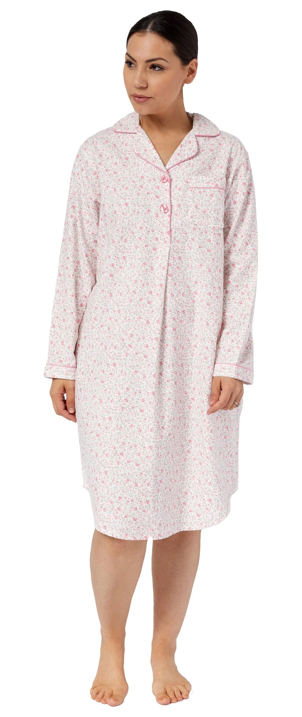 Women's white cotton lingerie for a pure and innocent aestheticShort Flannelette Nightshirt Women's white cotton lingerie for a pure and innocent aestheticShort Flannelette Nightshirt