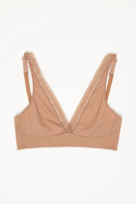 Women's balconette bra and brief lingerie combinationsNano Soft Cup Plunge Bra | Bronze