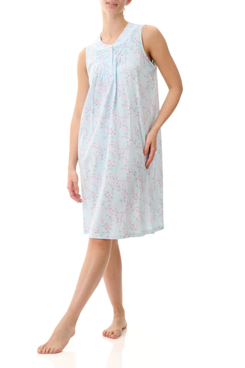 Women's white cotton lingerie for a pure and innocent aestheticVictoria Sleeveless Short Nightie