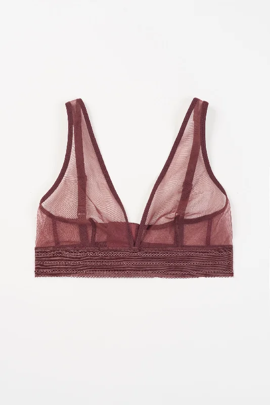 Women's organza - trimmed lingerie for a delicate appearanceBare Soft Plunge Bra | Merlot