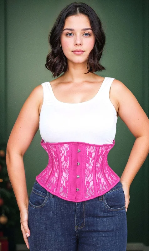 Hypoallergenic bustiers for sensitive skinHypoallergenic bustiers for sensitive skinPlus Size Underbust Fuchsia Mesh with Lace Waspie Corset Hypoallergenic bustiers for sensitive skinHypoallergenic bustiers for sensitive skinPlus Size Underbust Fuchsia Mesh with Lace Waspie Corset