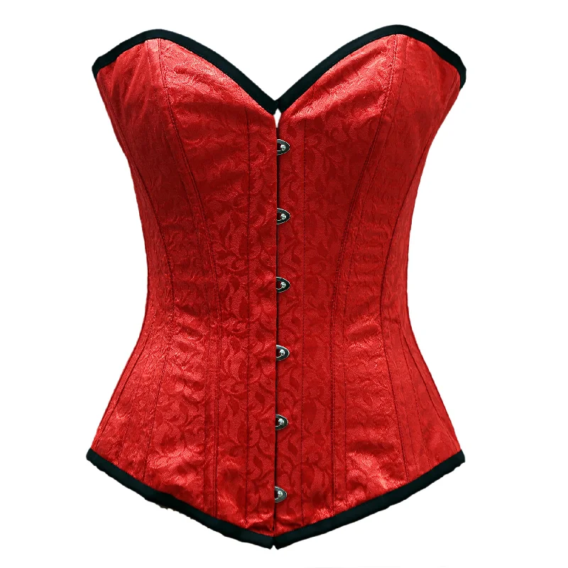Sports - influenced bustiers with mesh panelsSports - influenced bustiers with mesh panelsGar Red Satin Brocade Overbust Corset Sports - influenced bustiers with mesh panelsSports - influenced bustiers with mesh panelsGar Red Satin Brocade Overbust Corset