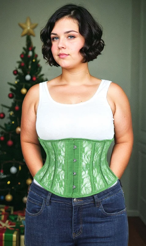 Hypoallergenic bustiers for sensitive skinHypoallergenic bustiers for sensitive skinUnderbust Green Mesh with Lace Waspie Corset Hypoallergenic bustiers for sensitive skinHypoallergenic bustiers for sensitive skinUnderbust Green Mesh with Lace Waspie Corset