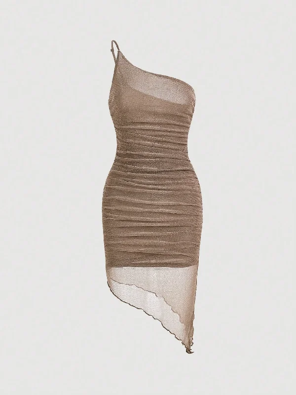 White sexy dresses for a pure and innocent charmSHEIN One Shoulder Ruched Asymmetrical Hem Mesh Dress White sexy dresses for a pure and innocent charmSHEIN One Shoulder Ruched Asymmetrical Hem Mesh Dress