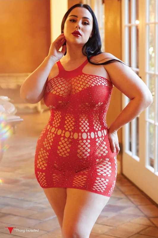 Sexy lingerie - inspired dresses for a seductive look at homePlus Size Studded Corset Fishnet Dress Thong Included Sexy lingerie - inspired dresses for a seductive look at homePlus Size Studded Corset Fishnet Dress Thong Included