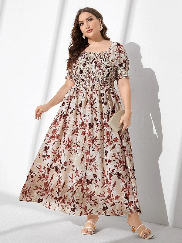 Silk sexy dresses for a luxurious and smooth feelSHEIN Plus Floral Print Square Neck Dress Silk sexy dresses for a luxurious and smooth feelSHEIN Plus Floral Print Square Neck Dress