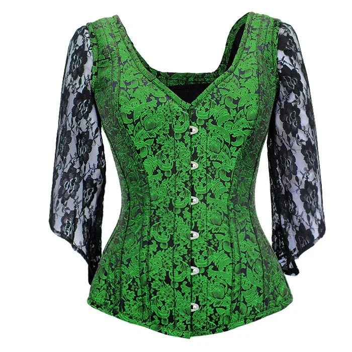 Compression bustiers for a slimming effectCompression bustiers for a slimming effectNikki Brocade Shoulder Straps Overbust Steel Boned Corset Compression bustiers for a slimming effectCompression bustiers for a slimming effectNikki Brocade Shoulder Straps Overbust Steel Boned Corset
