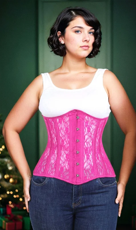 Pastel - colored corsets for a soft and feminine appealPastel - colored corsets for a soft and feminine appealLorelle Underbust Fuchsia Mesh with Lace Long Corset Pastel - colored corsets for a soft and feminine appealPastel - colored corsets for a soft and feminine appealLorelle Underbust Fuchsia Mesh with Lace Long Corset