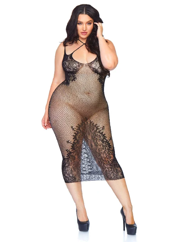 Mesh - paneled sexy dresses for a hint of skinFishnet Halter Dress - Queen Size - Black Mesh - paneled sexy dresses for a hint of skinFishnet Halter Dress - Queen Size - Black
