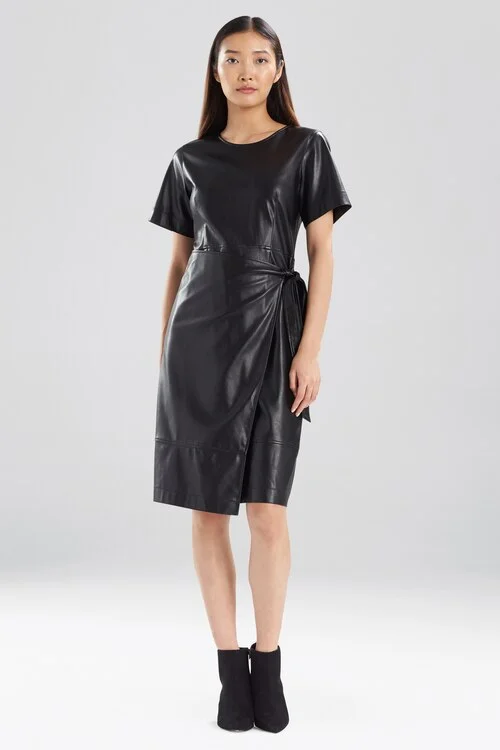 Denim - inspired sexy dresses for a casual - yet - sexy vibeFaux Leather Apron Dress Denim - inspired sexy dresses for a casual - yet - sexy vibeFaux Leather Apron Dress