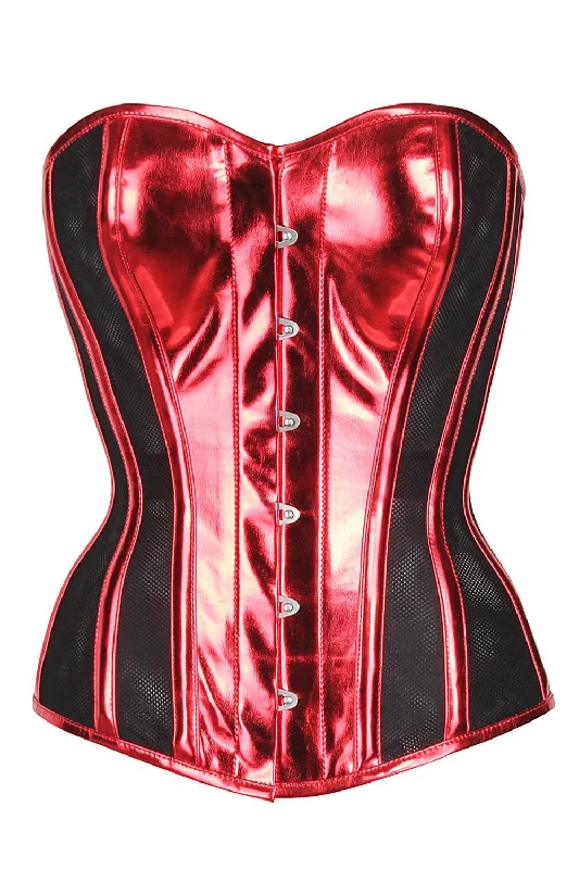 French - style bustiers for a romantic lookFrench - style bustiers for a romantic lookShams Red PVC & Black Mesh Panelled Overbust Corset French - style bustiers for a romantic lookFrench - style bustiers for a romantic lookShams Red PVC & Black Mesh Panelled Overbust Corset