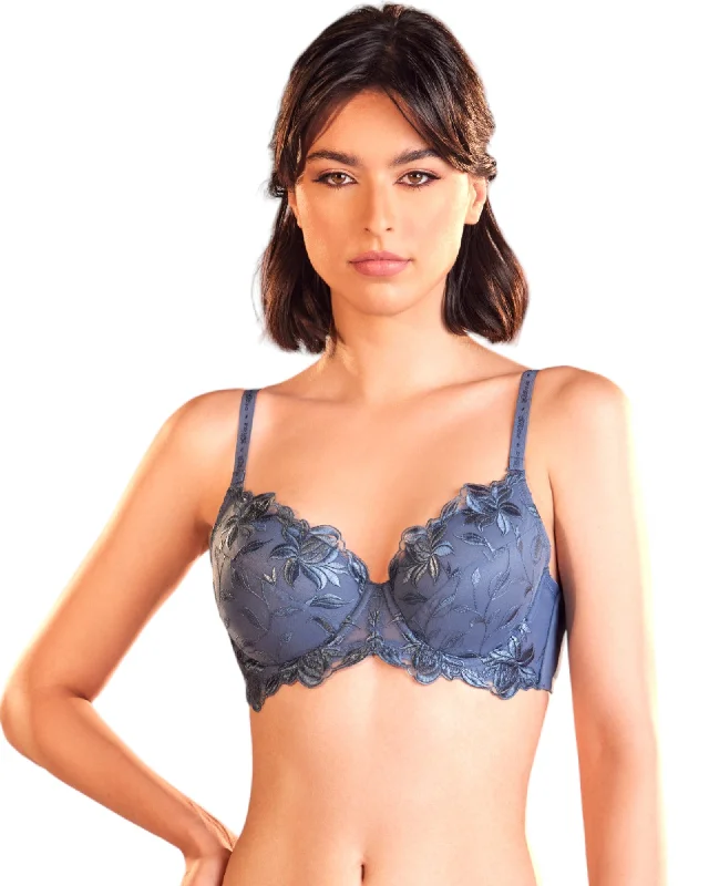 Women's nylon - based lingerie for durabilityBlossoming Elegance Soft Front Floral Bra with Chic Plain Back Women's nylon - based lingerie for durabilityBlossoming Elegance Soft Front Floral Bra with Chic Plain Back