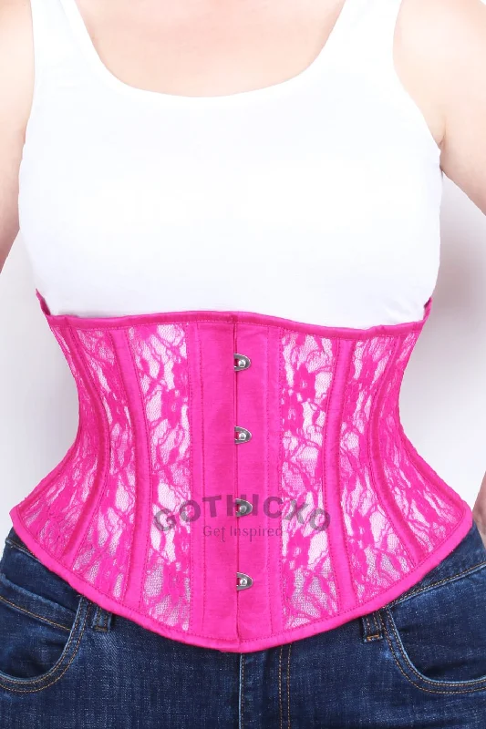 Victorian - era corsets with intricate boning detailsVictorian - era corsets with intricate boning detailsOrenda Underbust Fuchsia Mesh with Lace Waspie Corset Victorian - era corsets with intricate boning detailsVictorian - era corsets with intricate boning detailsOrenda Underbust Fuchsia Mesh with Lace Waspie Corset