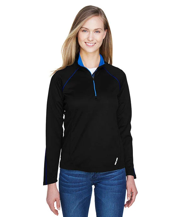 78187 - North End Ladies Radar Quarter-Zip Performance Long-Sleeve Top | Black/True Royal