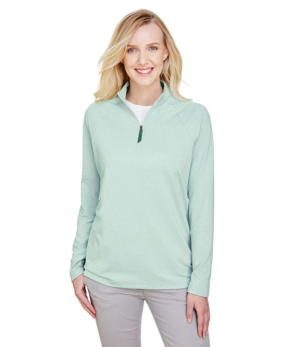 DG480W - Devon & Jones CrownLux Performance® Ladies Clubhouse Micro-Stripe Quarter-Zip | Kelly Green