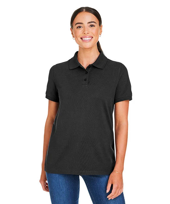 M205W - Harriton Ladies Valiant Cotton Snag Protect Polo Shirt | Black