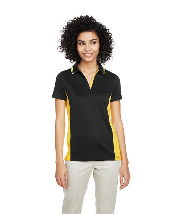 M386W - Harriton Ladies Flash Snag Protection Plus IL Colorblock Polo Shirt | Black/S Yellow