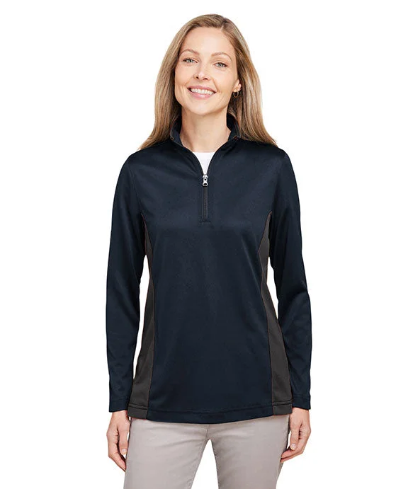 M786W - Harriton Ladies Flash Snag Protection Plus IL Colorblock Quarter-Zip | Dark Navy/Dark Charcoal