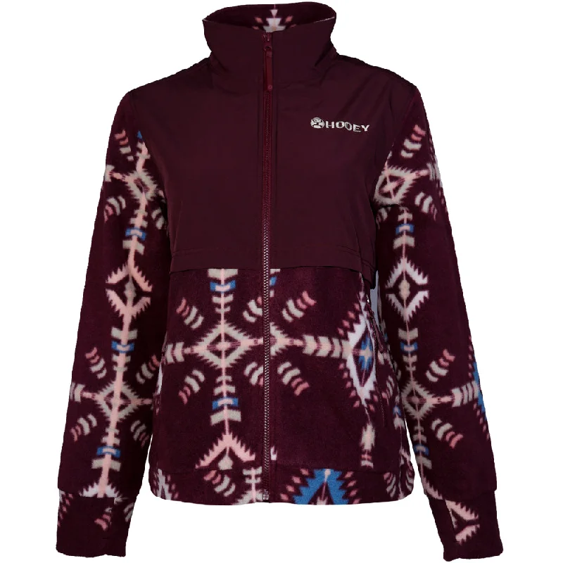 "Ladies Tech Fleece Jacket" Maroon/Aztec