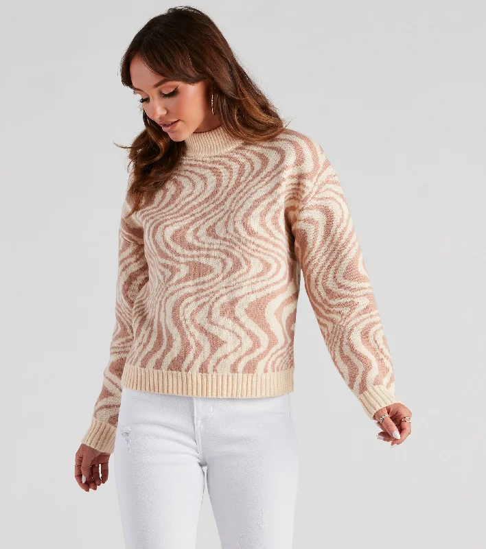 Let's Groove Swirl Mock Neck Sweater