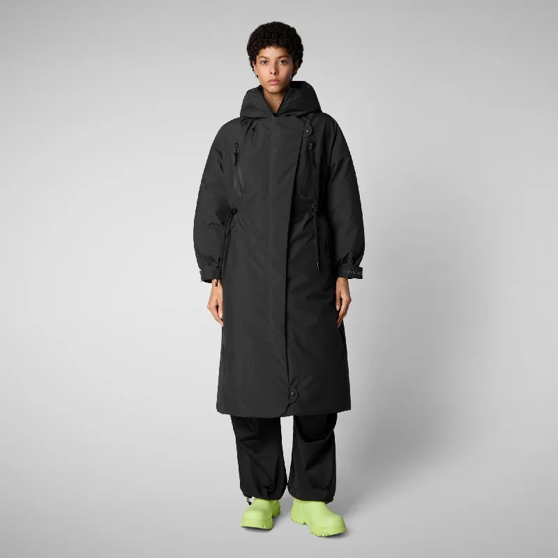 Woman's hooded parka Reira in black