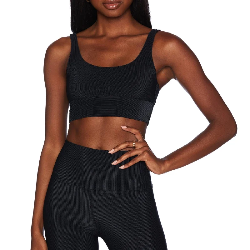 Bra with moisture - wicking lining for sweaty situations​ Leah Top - Ribbed Black
