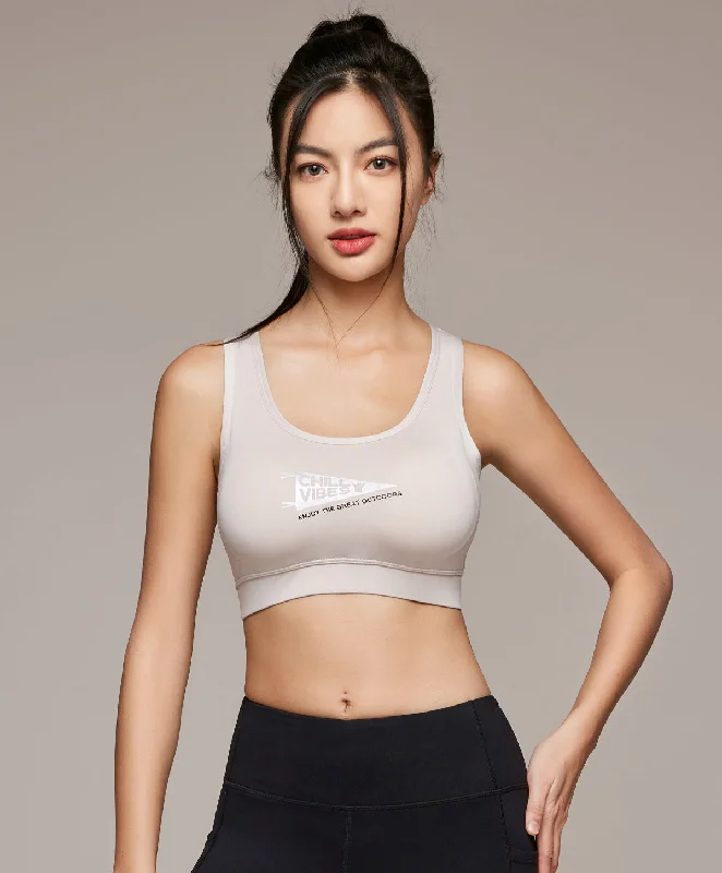 Bra with a plus - size cup for fuller figures​ Energized Bohemian Explorer Wellness Racer-Back Sports Bra with Print