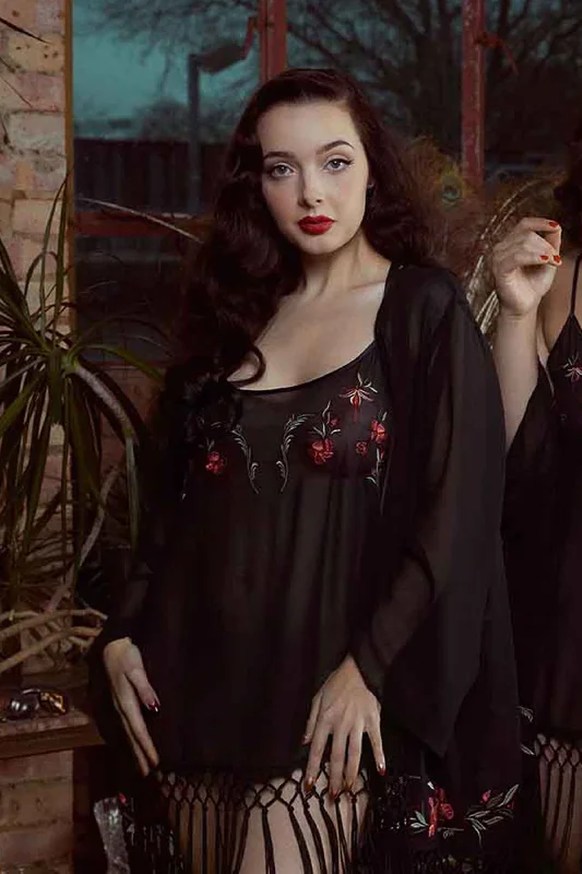 Bra with a push - up insert for extra cleavage on demand​ Embroidered Tassel Kimono