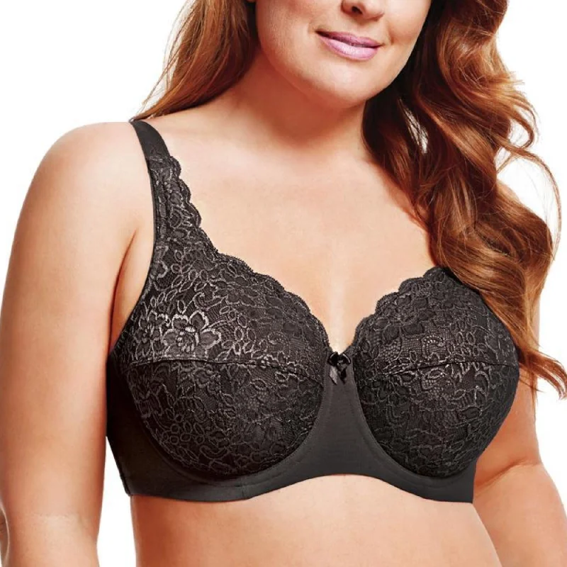 Bra with a half - cup design for a sexy and minimalist look Full Coverage Stretch Lace Underwire Bra 2311 - Black Bra with a half - cup design for a sexy and minimalist look Full Coverage Stretch Lace Underwire Bra 2311 - Black