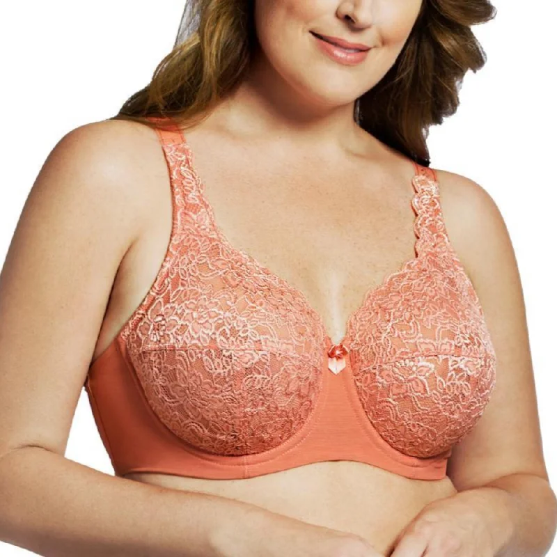 Bra with a floral - print for a feminine and stylish look Full Coverage Stretch Lace Underwire Bra 2311 - Coral Bra with a floral - print for a feminine and stylish look Full Coverage Stretch Lace Underwire Bra 2311 - Coral