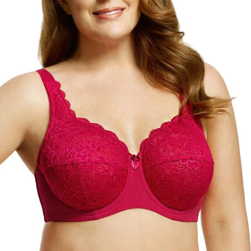 Bra with a plus - size convertible strap for versatility Full Coverage Stretch Lace Underwire Bra 2311 - Red Bra with a plus - size convertible strap for versatility Full Coverage Stretch Lace Underwire Bra 2311 - Red