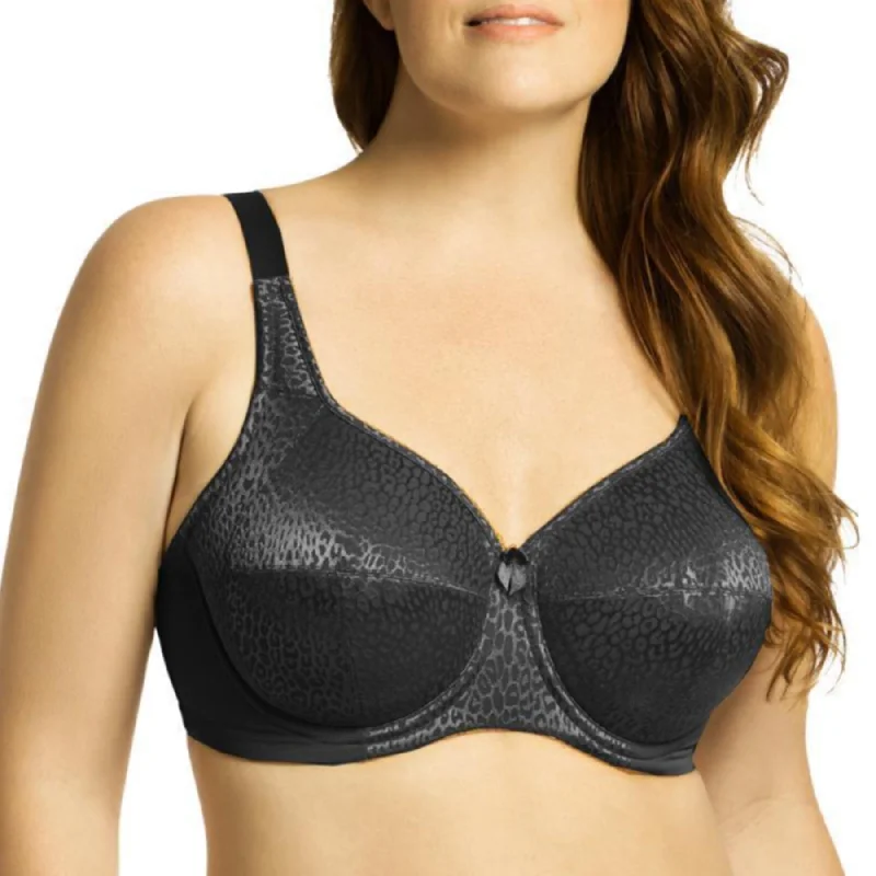 Polyester bras with moisture - wicking properties​ Leopard Lace Underwire Bra 2211 - Black