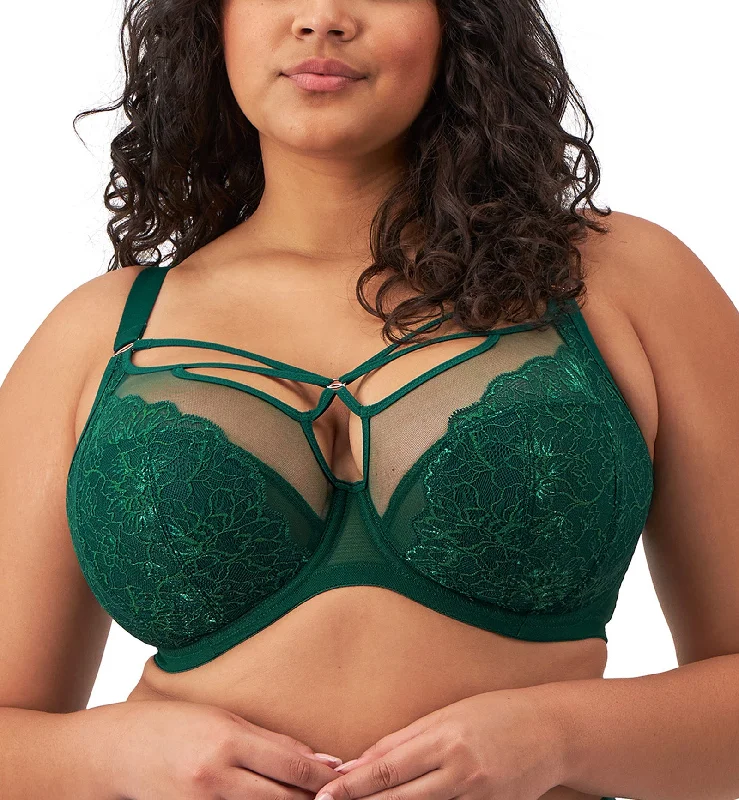 Bra with underbust support for better breast lift​ Elomi Brianna Plunge Underwire Bra (8080) - Rainforest