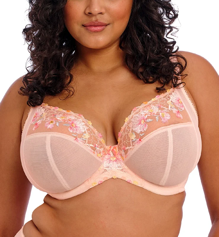 Bra with a breathable lining for a cool feel​ Elomi Himari Plunge Underwire Bra (302102) - Peach Whisper