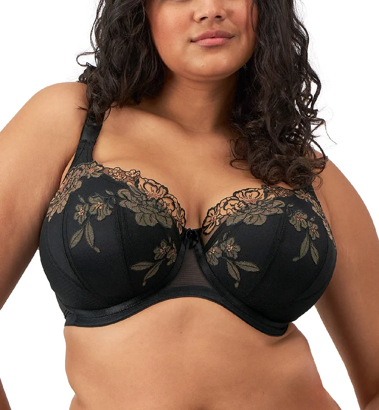 Bra with a pattern - print for a more unique appearance​ Elomi Teagan Padded Half Cup Underwire Bra (302615) - Black/Almond