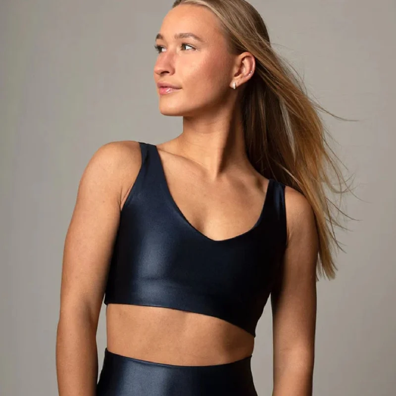 Bra with a push - up memory foam cup for enhanced cleavage​ Lacquer V Crop Navy