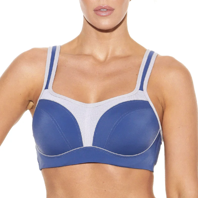 Bra with a floral - print for a feminine and stylish look​ Pauline Full Coverage Underwire Sports Bra B9660 - Blue/Silver